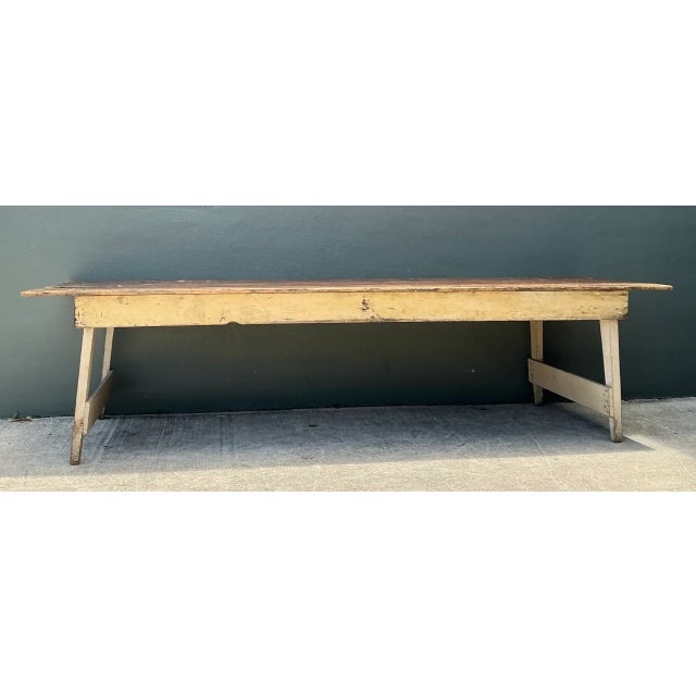 Vintage Rustic Wood Farmhouse Table For Sale In West Palm - Image 6 of 13