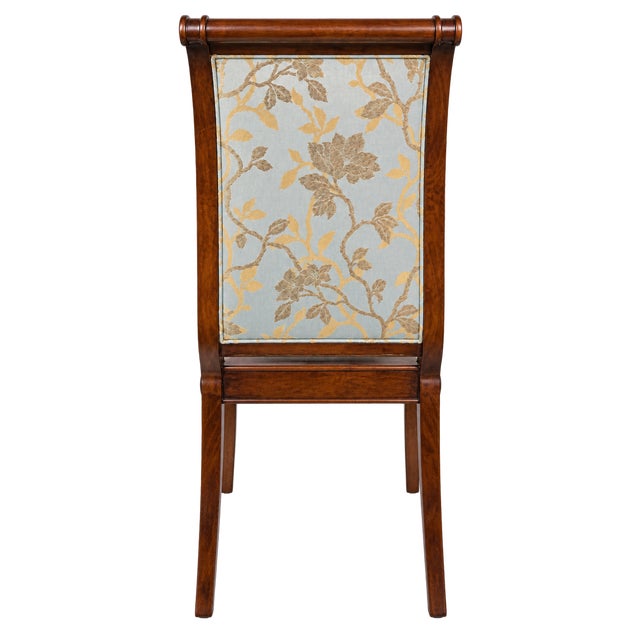 Traditional Circa 2010 French Regency Style Mahogany-Finish Upholstered Dining Chairs – Set of 4 For Sale - Image 3 of 5