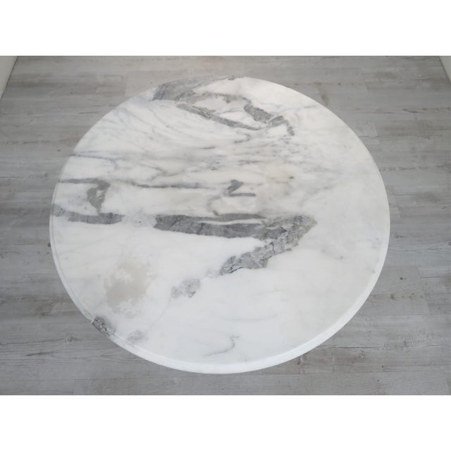 Marble Table on Whitewashed Cast Iron Leg For Sale - Image 4 of 12