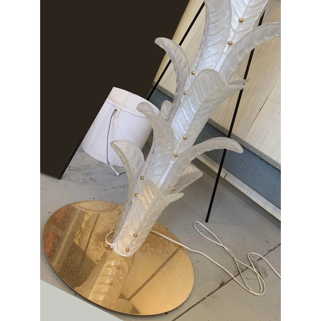 Vintage Opalino Palm Tree Murano Glass Floor Lamp in the Style of Napoleon Martinuzzi For Sale - Image 9 of 12