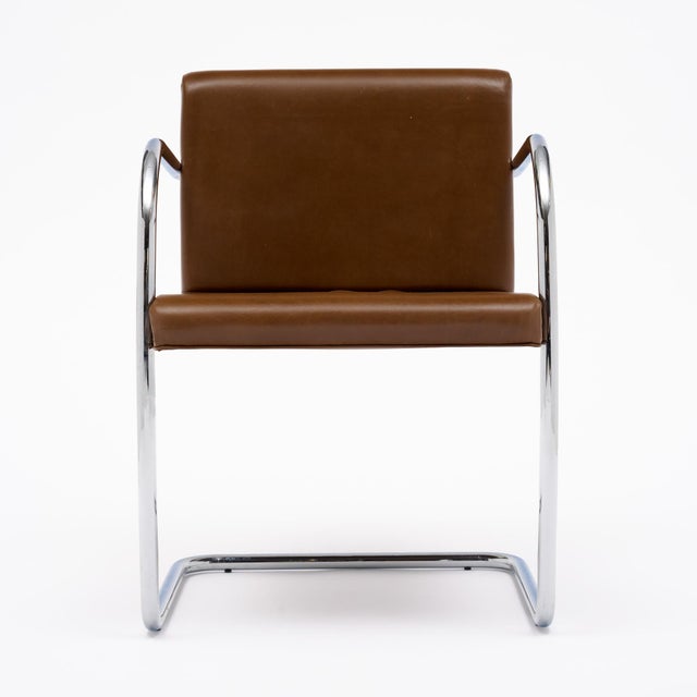 1970s Pair of Mid-Century Modern Chrome and Cognac Leather Cantilever Armchairs For Sale - Image 5 of 9