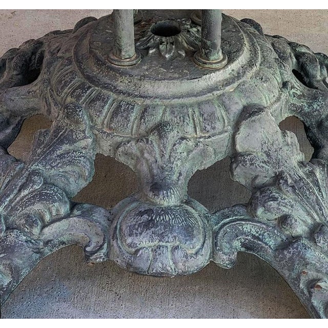 Early 21st Century Vintage French Bronze Outdoor Table & 4 Armchairs - Great Patina For Sale - Image 5 of 5