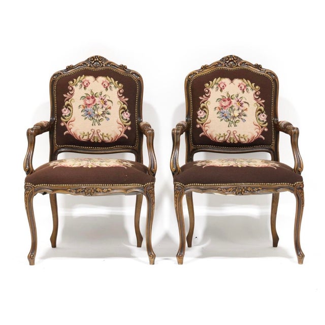 Early 20th Century Set of Four (4) Louis XV Style Carved Chairs For Sale - Image 4 of 9