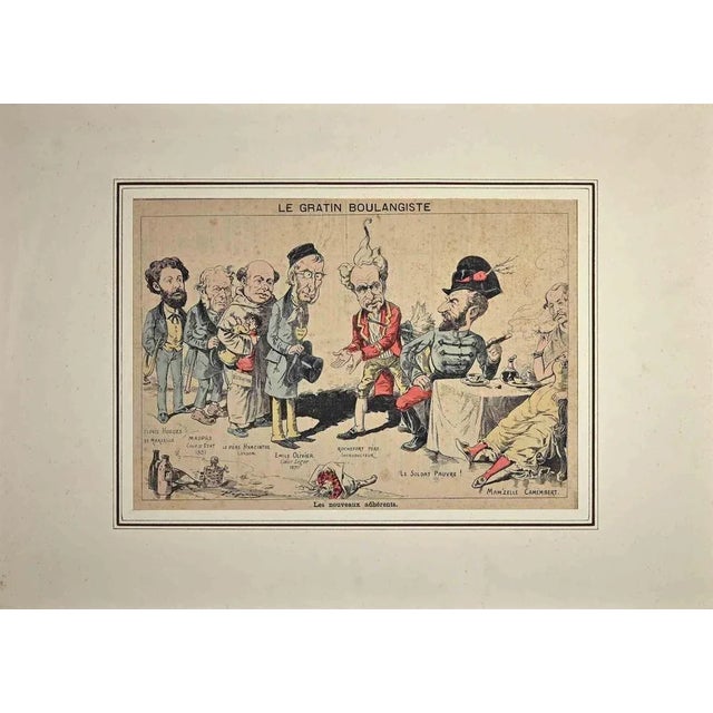 Le Gratin Boulangiste is an original Modern Artwork realized in the 1870s. Original Lithograph on paper. Passepartout is...