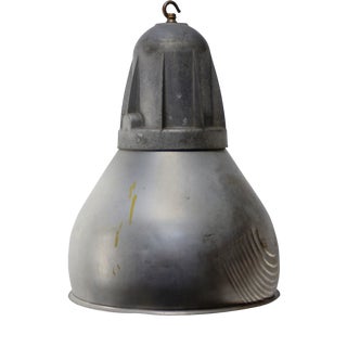 Vintage French Industrial Grey Metal Pendant Lamps from Mazda For Sale