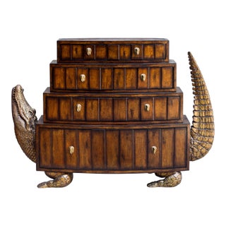 Stunning Alligator Motif Five Drawer Floating Chest For Sale
