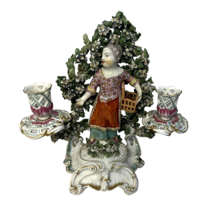Late 18th Century Chelsea Derby Bocage Candle Holder