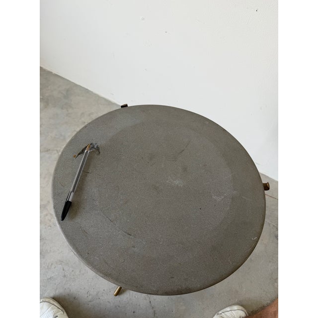 1970s Cedric Hartman Mid-Century Bronze Tripod Side Table With Concrete / Ceramic Top For Sale - Image 11 of 12