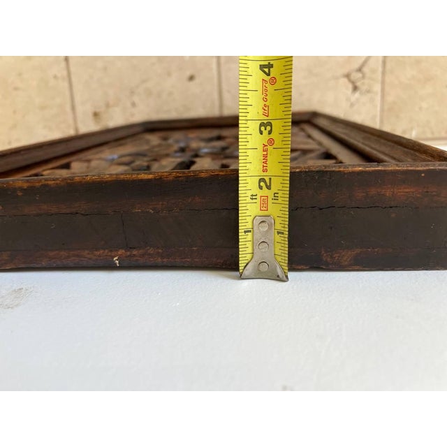 Art Deco Vintage Salvaged Architectural Panel Hand Carved With Mirror For Sale - Image 3 of 7