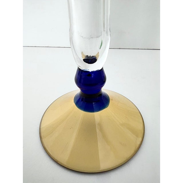 Transparent Murano Glass Flutes with Colored Details, 1980s, Set of 2 For Sale - Image 7 of 10