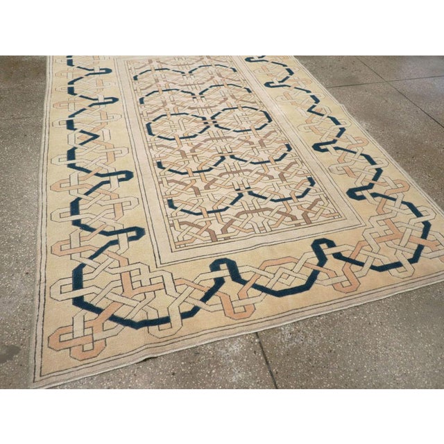 Cream Galerie Shabab Collection Mid-20th Century Turkish Anatolian Art Deco Style Accent Rug For Sale - Image 8 of 10