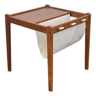 1970s Danish Mid Century Modern Teak Magazine Rack Side Table by Brdr. Furbo For Sale