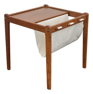 1970s Danish Mid Century Modern Teak Magazine Rack Side Table by Brdr. Furbo