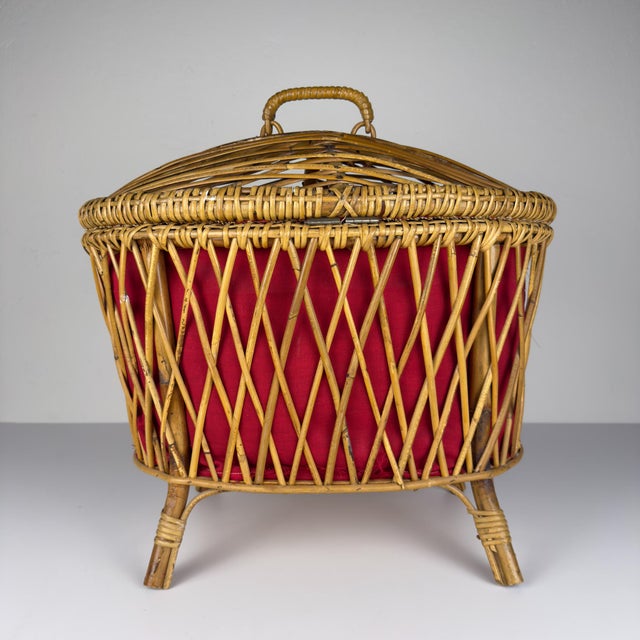 Vintage Rattan Basket, Italy, 1950s For Sale - Image 10 of 18