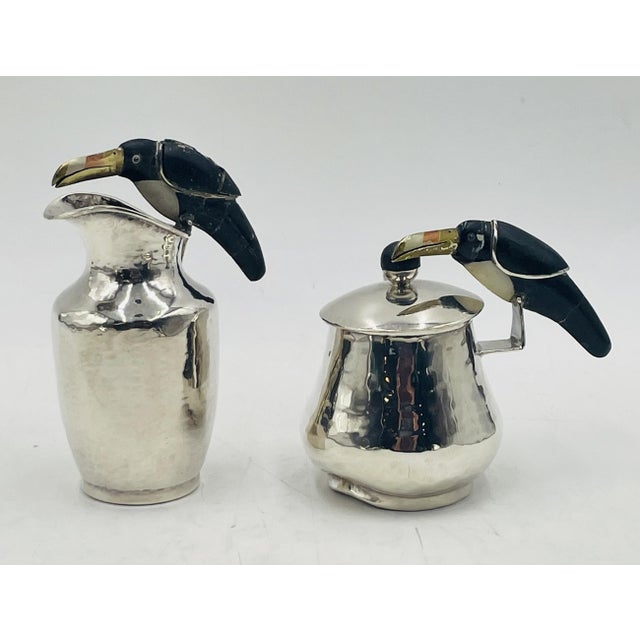 1980s Silver Plated Toucan Tea Service by Emilia Castillo for Los Castillo, Mexican Set of 3 For Sale - Image 11 of 18