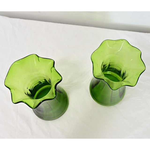 Late 19th Century English 19th Century Pair of Large Green Bulb Vases For Sale - Image 5 of 8