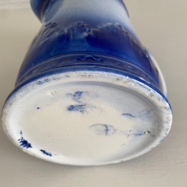 Antique Red Wing Stoneware Flow Blue Pitcher For Sale - Image 12 of 12