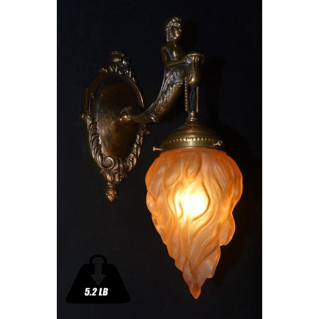 Brown French Empire Bronze Siren Sea Nymph Figural Wall Light Sconce, 1930s For Sale - Image 8 of 18