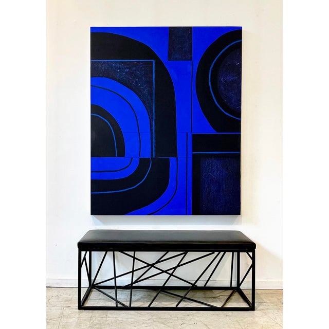 The Linea Bench Sculptural Steel & Leather by Hardware Studio For Sale - Image 4 of 4