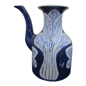 Asian Blue & White Cabbage Design Porcelain Cruet Pitcher or Small Teapot