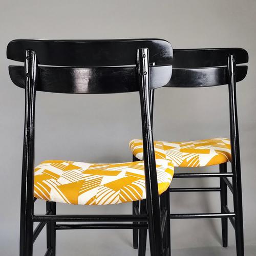 Italian Black Lacquered Chairs, 1950s, Set of 6 For Sale - Image 4 of 9