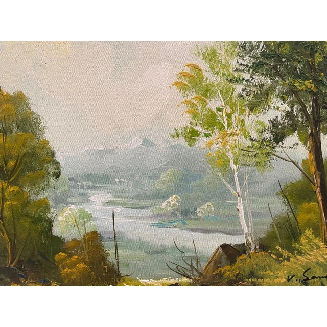Vintage Landscape Painting on Canvas - Newly Framed For Sale In Los Angeles - Image 6 of 12