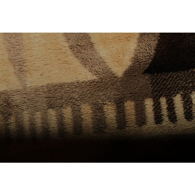 Rug & Kilim 1950s Vintage Ege Rya Rug Beige Brown Mid-Century Geometric Pattern For Sale - Image 4 of 7