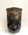 Japanese Vintage Chinoiserie Landscape Scene Glazed Ceramic Hexagon Vase, Taupe & Black For Sale - Image 3 of 12