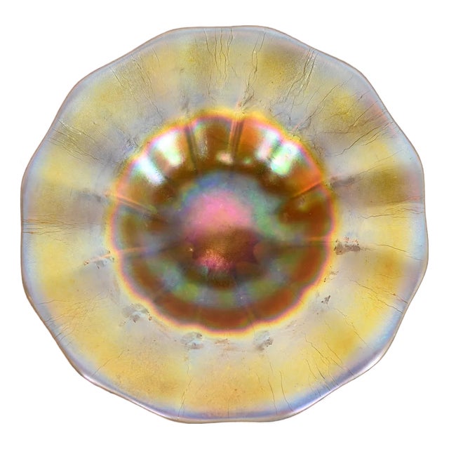 Steuben Aurene Iridescent Art Glass Plate or Catchall Dish For Sale