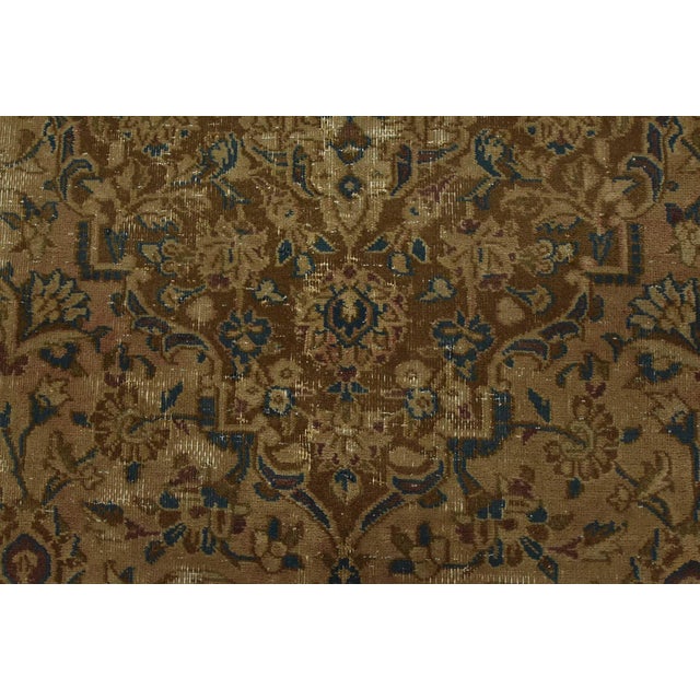 Kashan Rug 9’8” X 12’1” Brown Wool Vintage Distressed Hand-Knotted Carpet For Sale - Image 10 of 14