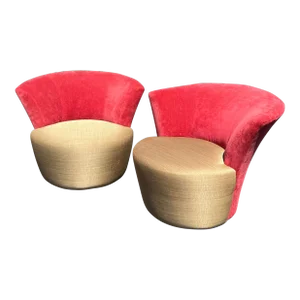 1990s Weiman Preview Sculptural Swivel Chairs - Set of 2