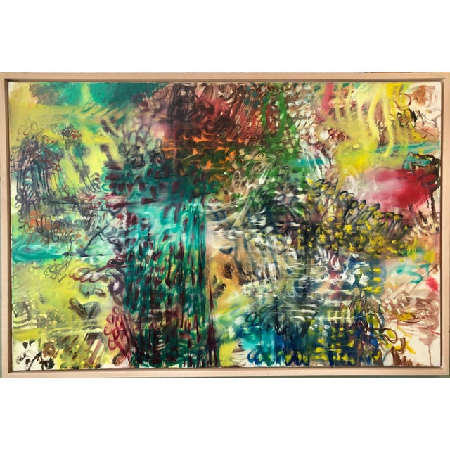 Nachume Miller, Untitled Dynamic Colorful Abstract Expressionist Oil Painting, Israeli-American, 1996 For Sale