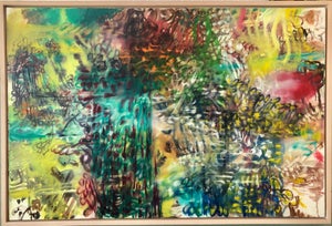 Nachume Miller, Untitled Dynamic Colorful Abstract Expressionist Oil Painting, Israeli-American, 1996