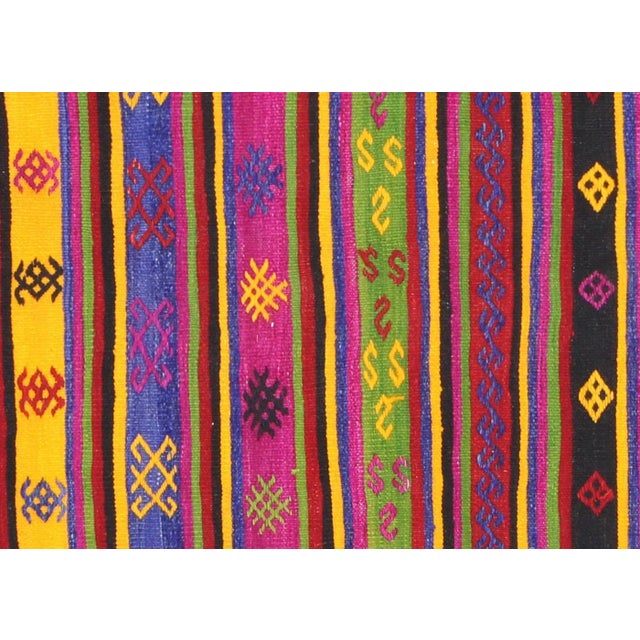 1960s Turkish Kilim Runner. Hand woven with wool on wool foundation in the Oushak region of Turkey. Kilims & Flat Weaves...