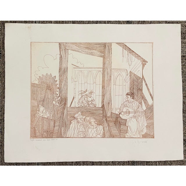 Jospeh Pecsenke Commedia Dell'arte XXXI Etching For Sale - Image 4 of 4