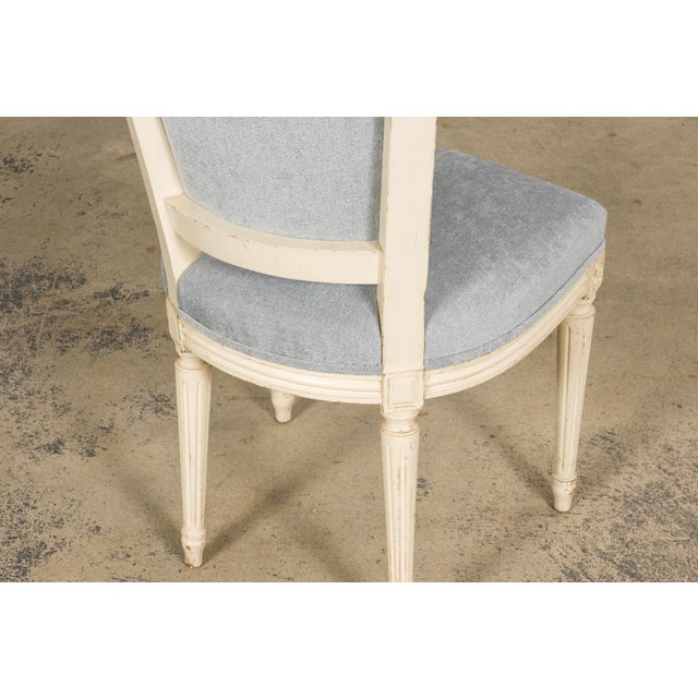 Set of 6 French Louis XVI Painted Dining Chairs in Dusty Blue, Early 20th Century For Sale - Image 14 of 18