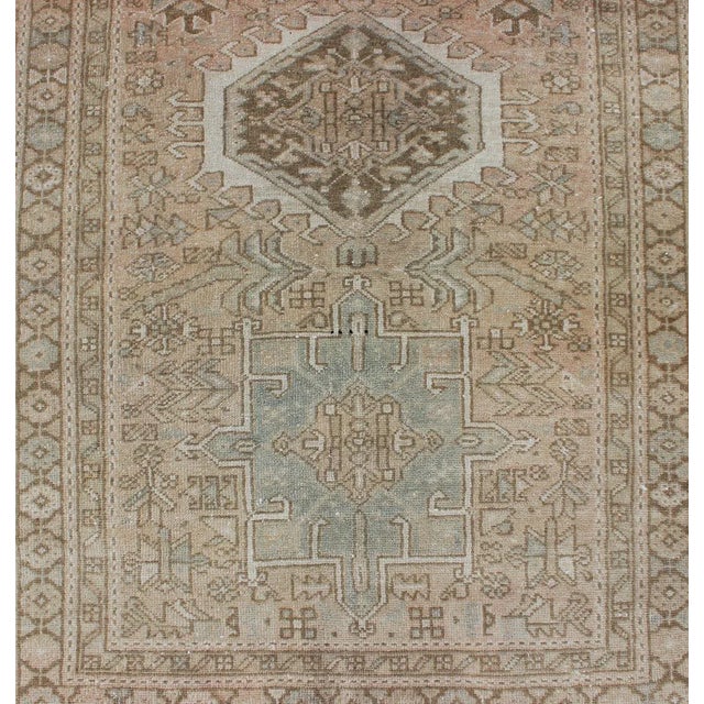 Vintage Persian Karajeh Runner With Geometric Medallion Design in Soft Neutral For Sale - Image 10 of 13