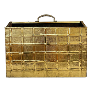 Vintage 1970's English Brass Clad Magazine Holder - Hollywood Regency