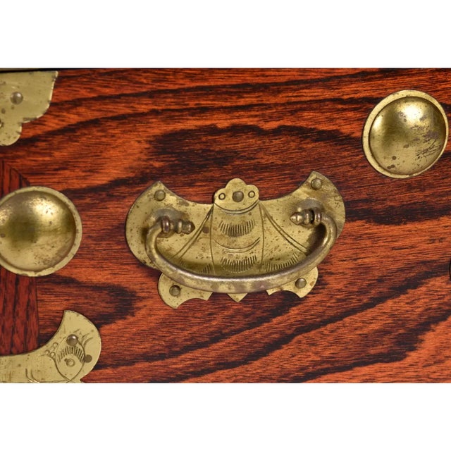 Vintage Asian Chinoiserie Rosewood Tansu Chest Nightstand or End Table Brass Hardware For Sale - Image 9 of 12