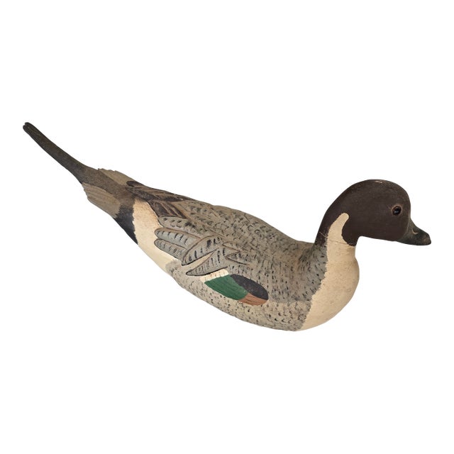 1975 Bob Sitton Hand-Carved Northern Pintail Life-Size Duck Decoy - Rare First Year For Sale