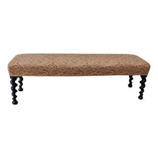 Antique Victorian English Oak Barley Twist Bench, 1880 For Sale