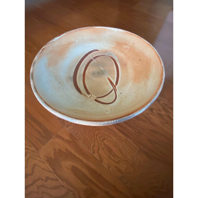 Heavy 1970s Handbuilt Sculptural Stoneware Ceramic Platter Wall Hanging, Signed For Sale - Image 4 of 13