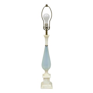 Vintage Murano Italian Mid Century Modern Blue Blown Glass Marble Table Lamp For Sale