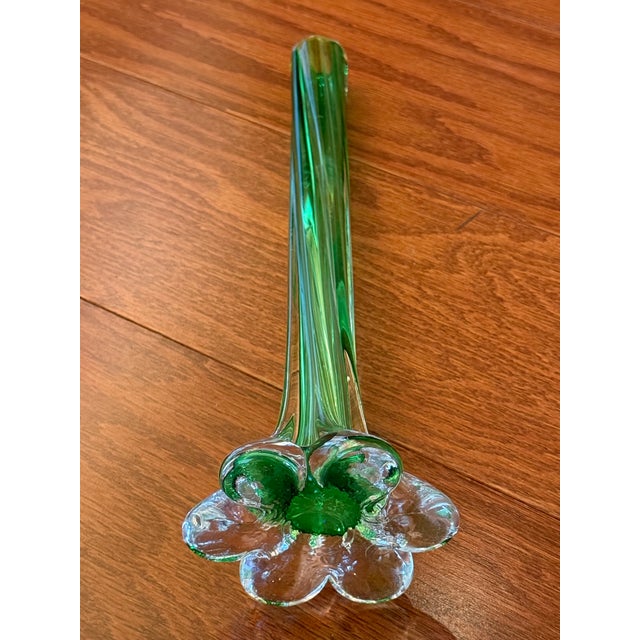 Exquisite Vintage Twist Stem French Vase Art Glass Flower Sleeve Circa 1950's For Sale - Image 12 of 12