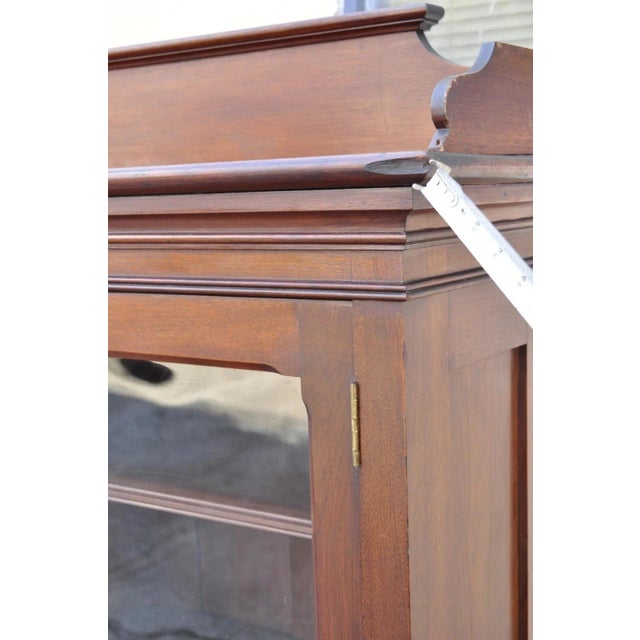Antique Eastlake Victorian Walnut Wavy Glass Triple Bookcase Display Cabinet For Sale - Image 9 of 13