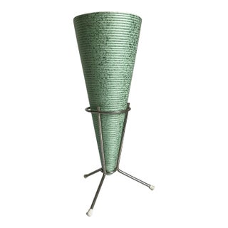 1950s Space Age Style Vase on Tripod Metal Base For Sale