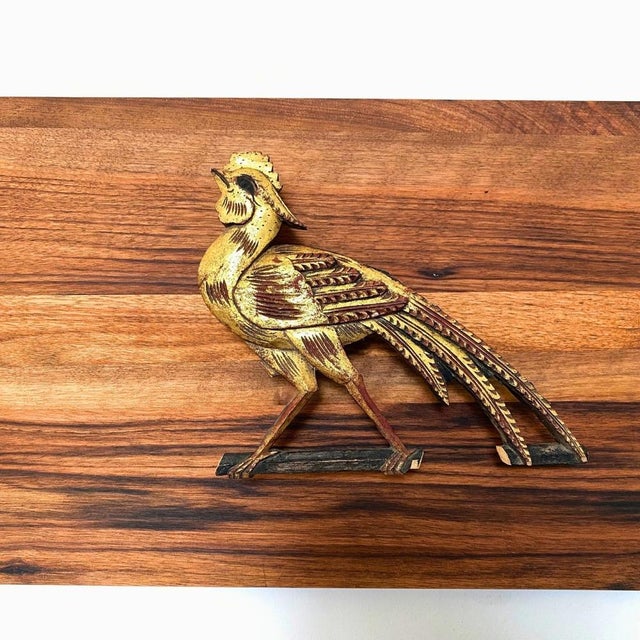c.1880 Chinoiserie Giltwood Phoenix Diptych Floating Wall Sculpture For Sale - Image 6 of 10