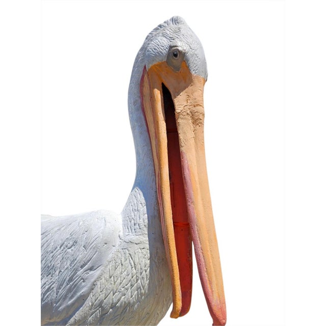 1960s Monumental Metal Jumbo Nautical Pelican on Stand For Sale - Image 11 of 17