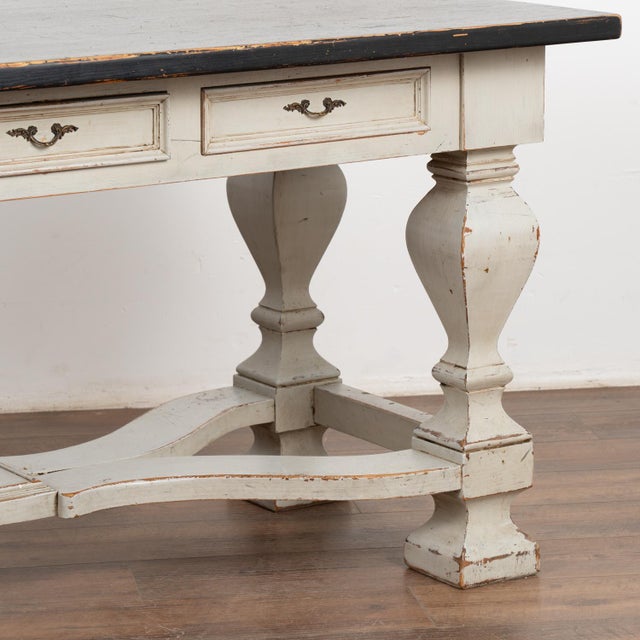 Gray Painted Baroque Library Console Table, Denmark Circa 1860-80 For Sale - Image 6 of 11