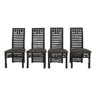 Mid 20th Century Set of 4 Geometric Ladder Back Chairs For Sale
